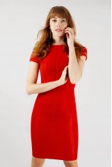 CLOSET Red Pleated Cap Sleeve Dress