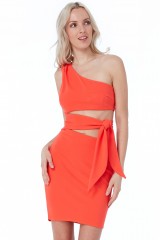 Orange Cut Out One Shoulder Mini Dress