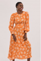 CLOSET Orange Puff Sleeve Dress