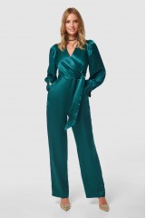 CLOSET Teal Wrao Over Long Sleeve Jumpsuit