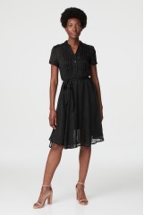 STELLA Black Short Sleeve Midi Dress